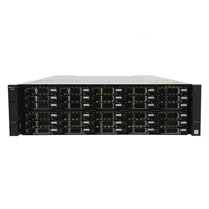 Festplattenarray Dell EMC SC5020 30x2.5" mit 2x Controller, 4x 10GbE SFP+, 8x 600GB 15K SAS 2.5", 2x Netzteil, schienen