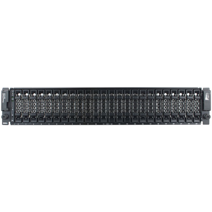 Festplattenarray Dell PowerVault MD1220 24x2.5" mit 2x Controller SAS, 2x Netzteil, Montageschienen