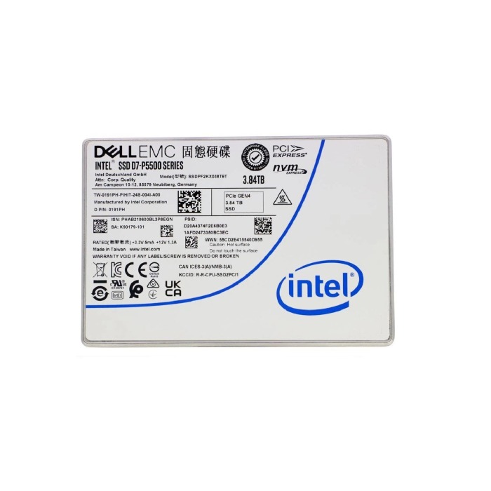 Hard drive Dell 3.84TB SSD NVMe PCIe 4.0x4 U.2 2.5" 3D TLC NAND RI 191PH