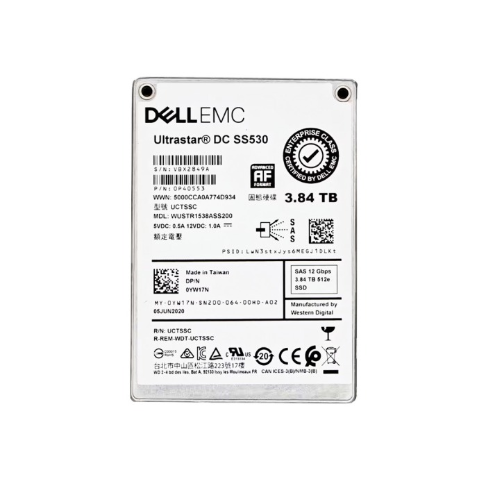 Hard drive Dell 3.84TB SSD SAS 12G 2.5" TLC RI YW17N