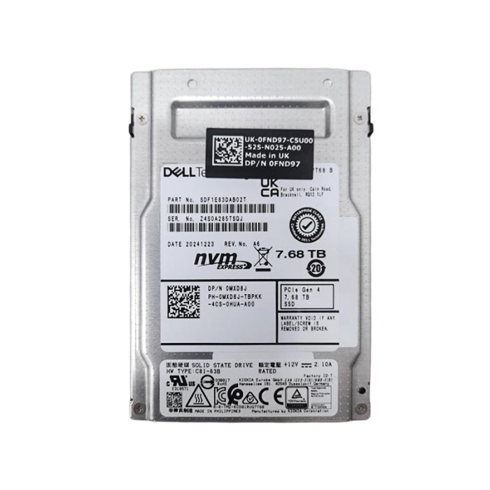 Hard drive Dell 7.68TB SSD NVMe PCIe 4.0 U.2 2.5" RI MXD8J