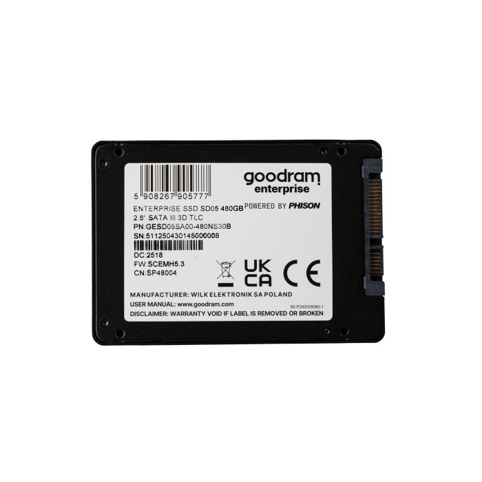 Hard drive Goodram Enterprise 480MB SSD SATA 6G 2.5" TLC RI GESD05SA00-480NS30B