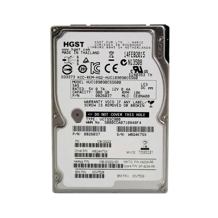 Hard drive HGST 900GB 10K HDD SAS 6G 2.5" 108-00222+A0