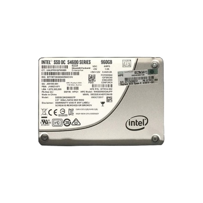 Hard drive HPE 960GB SSD SATA 6G 2.5" 3D TLC NAND MU AES-256 512b 877014-002