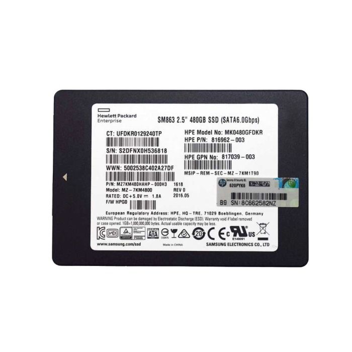 Hard drive HPE Samsung 480GB SSD SATA 6G 2.5" V-NAND TLC MU 816962-003