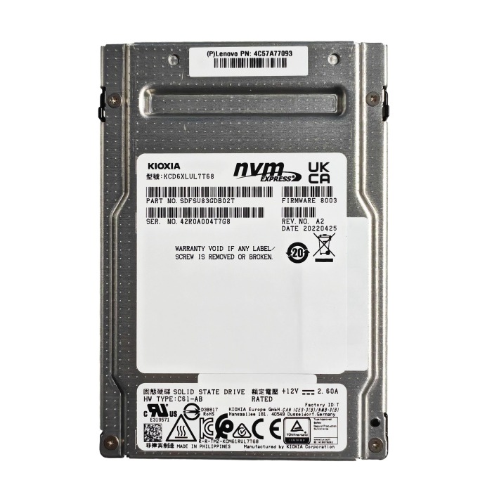 Hard drive Lenovo 7.68TB SSD NVMe PCIe 4.0x4 U.3 2.5" BiCS FLASH 3D TLC RI SIE 4C57A77093