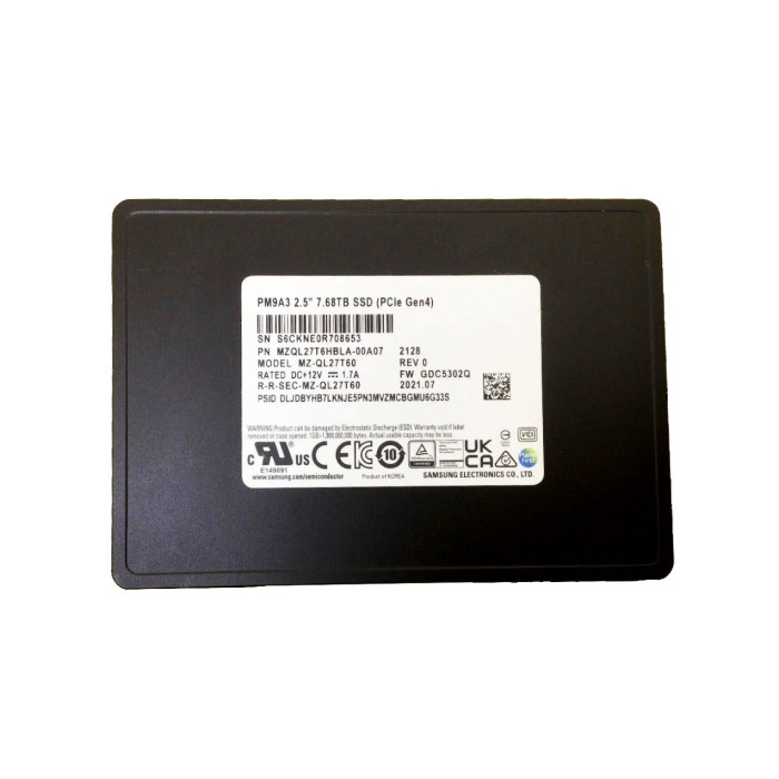 Hard drive Samsung 7.68TB SSD NVMe PCIe 4.0x4 U.2 2.5" TLC RI MZQL27T6HBLA-00A07