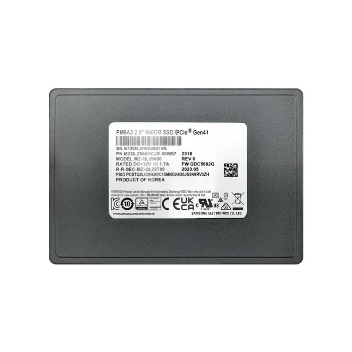 Hard drive Samsung 960GB SSD NVMe PCIe 4.0 U.2 TLC RI AES-256 MZQL2960HCJR-00A07