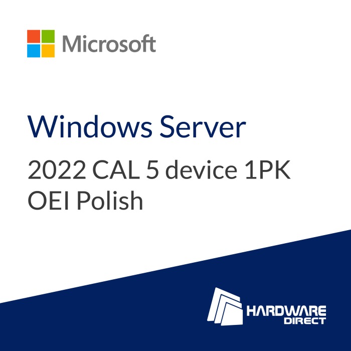 Lizenz Microsoft Windows Server 2022 CAL 5 Geräte 1PK OEI Polish