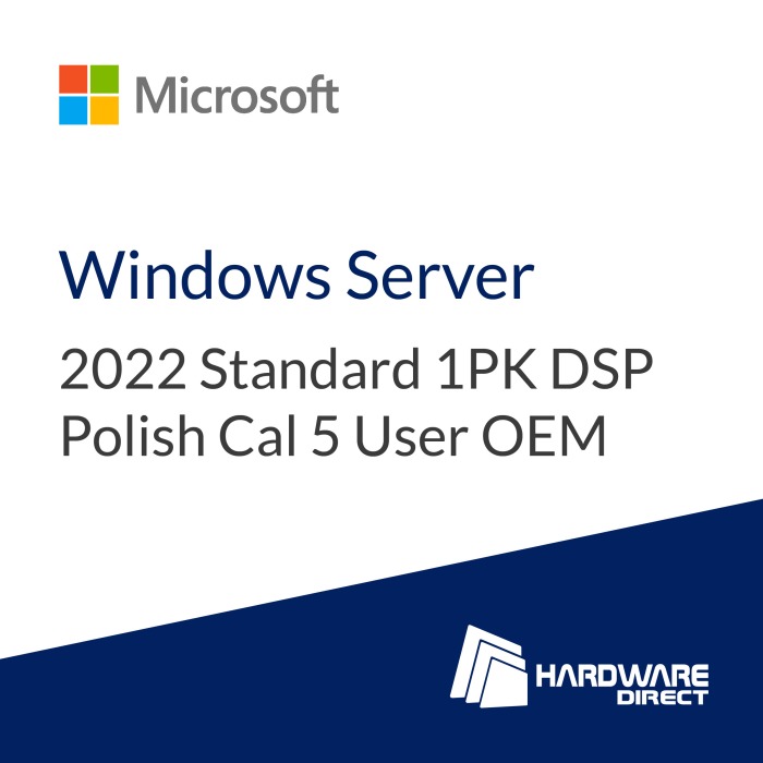 Lizenz Microsoft Windows Server 2022 Standard 1PK DSP Polish Cal 5 User OEM