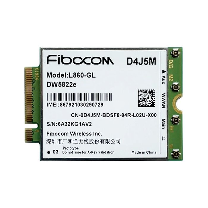 Network interface card Dell Fibocom DW5822e L860-GL 4G LTE M.2 D4J5M