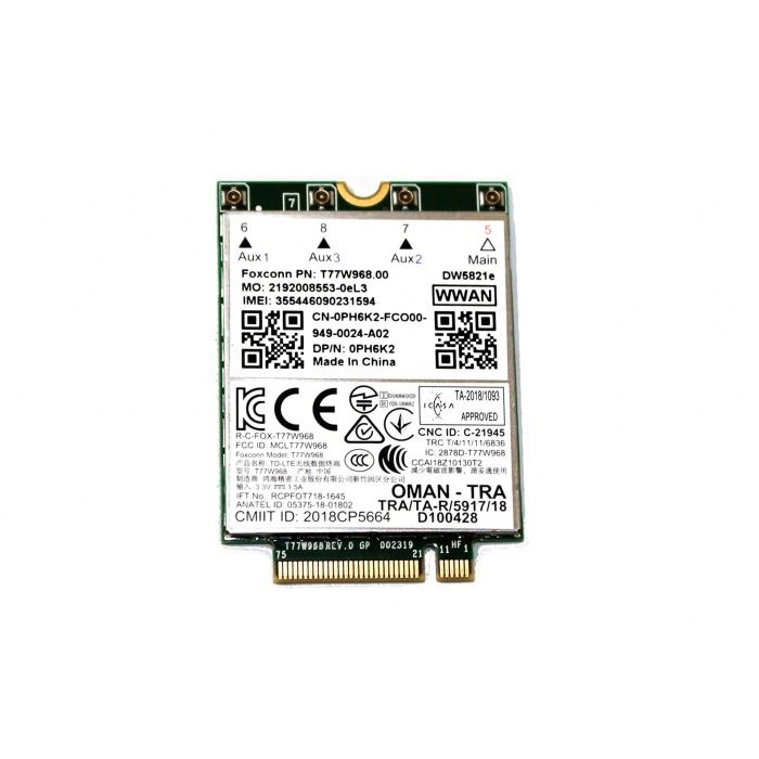 Network interface card Dell Foxconn 5821E M.2 WWAN 4G LTE for laptop PH6K2