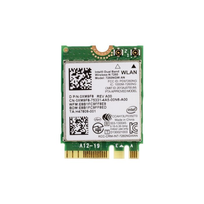 Network interface card Dell Intel 7260NGW Wi-Fi 5 (802.11ac) Bluetooth 4.0 PCIe M.2 2230 XM9F8