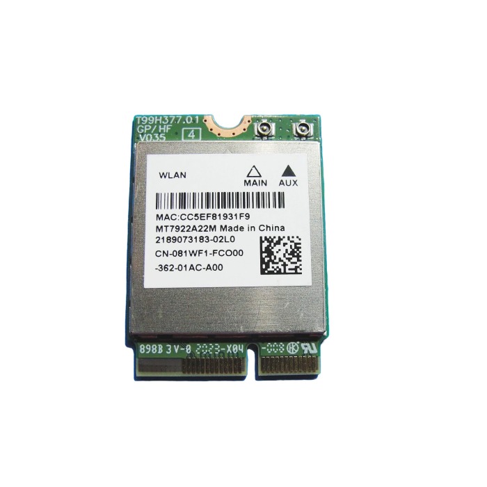Netzwerkkarte Dell Realtek MT7922A22M M.2 2230 Wi-Fi 6 (802.11ax) Bluetooth 5.2 81WF1
