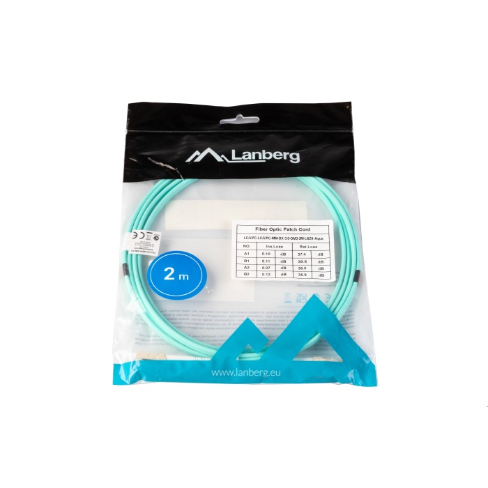 Patchcord Glasfaser Lanberg MM LC/UPC-LC/UPC DUPLEX 3.0MM OM4 50/125 LSZH 2m FO-LULU-MD31-0020-TQ