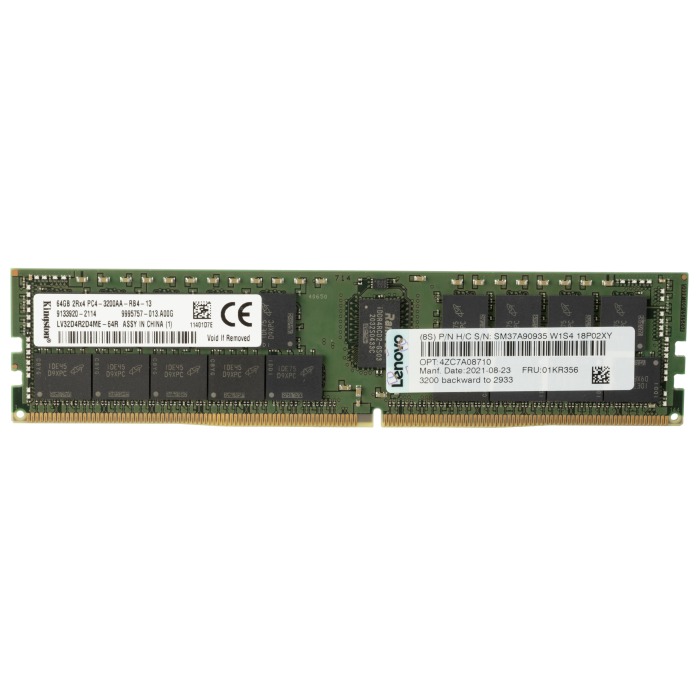 RAM-Speicher Lenovo 64GB 2Rx4 PC4-25600 DDR4 RDIMM ECC 3200MHz 01KR356