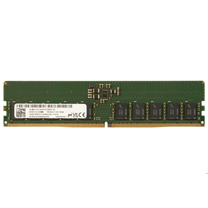 RAM-Speicher Micron 16GB 1Rx8 PC5-44800 DDR5 UDIMM ECC 5600MHz MTC10C1084S1EC56BD1