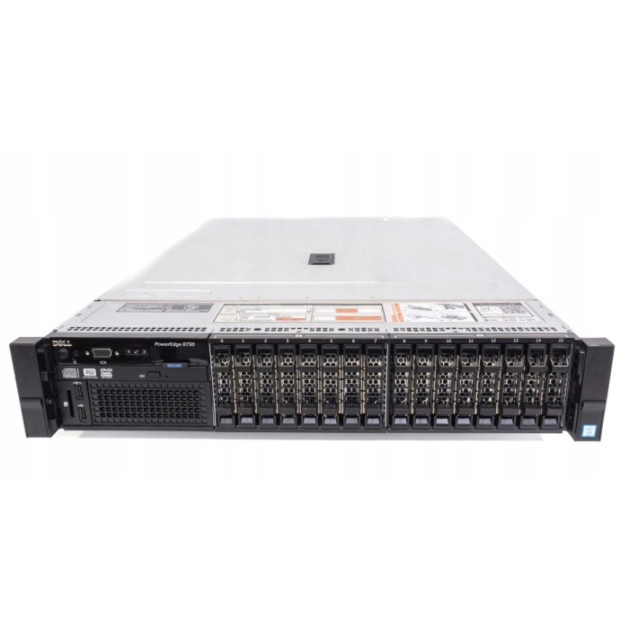 Server Dell PowerEdge R730 16x2.5" mit 2x E5-2680 v3, 128GB RAM, H730P, 2x 480GB SSD SATA 2.5", 4x1GbE RJ45, 2x PSU, schienen und befestigungsteile, iDRAC 8
