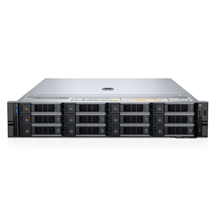 Server Dell PowerEdge R7625 12x3.5" mit 2x EPYC 9124, 128GB RAM-Speicher, H355, BOSS-N1 (2x Dell 960GB SSD NVMe M.2), 4x 4TB 7.2K SATA 6G 3.5", 2x10/25GbE SFP28, 2x Netzteil, Montageschienen, iDRAC9 Enterprise
