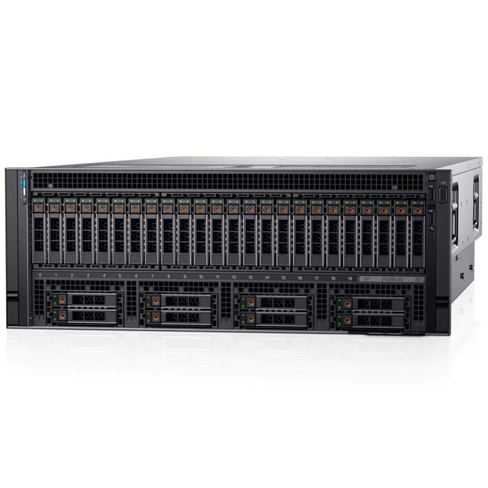 Server Dell PowerEdge R940xa 32x2.5" mit 4x Gold 6130, 64GB RAM, H730P, 2x 960GB SSD SATA 2.5", 4x1GbE RJ45, 2x PSU, schienen und befestigungsteile, iDRAC 9