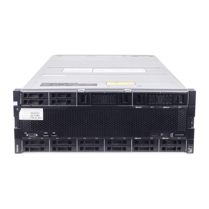 Server Lenovo ThinkSystem SR950 24x2.5" mit 8x Platinum 8276, 3TB RAM-Speicher, M1215, 2x960GB SSD SATA 2.5", 2x10GbE SFP+, 4xPSU, Montageschienen