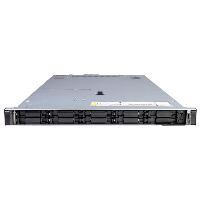 Serwer Dell PowerEdge R6615 10x2.5" (4xNVMe) mit 1x EPYC 9354P, 64GB RAM, H965i, BOSS-N1mit 2x 480GB SSD NVMe M.2, 1x 480GB SSD SATA 2.5", 2x 1.92TB SSD NVMe U.2 2.5", 2x10/25GbE SFP28, 2x1GbE, 2x PSU 700W, Montageschienen, Abdeckung, iDRAC9 Enterprise