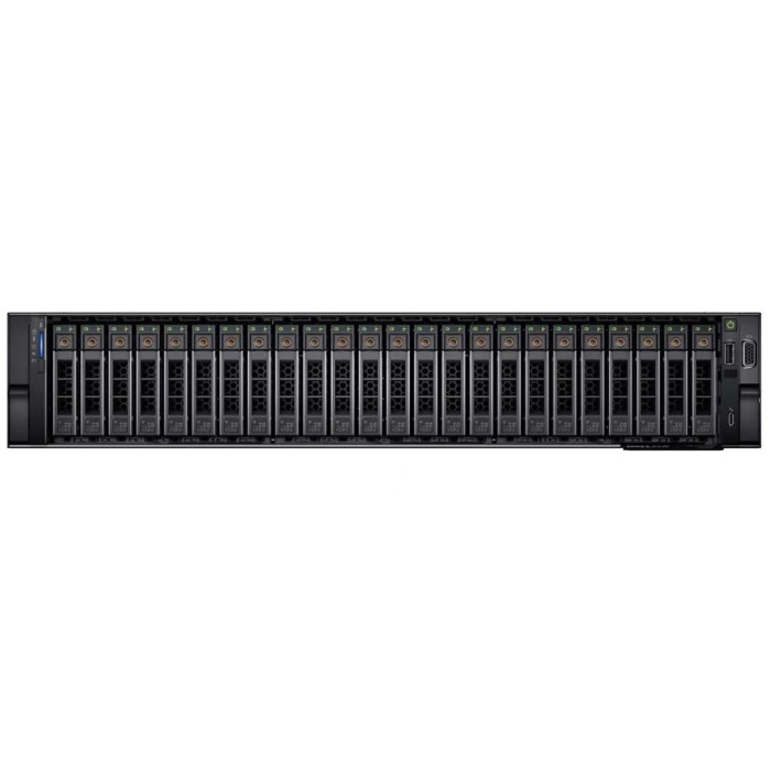 Serwer Dell PowerEdge R7415 24x2.5" mit 1x EPYC 7371, 32GB RAM, H730P, 2x 480GB SSD SATA 2.5", 4x1GbE, 2x PSU 1100W, Montageschienen, iDRAC9 Enterprise