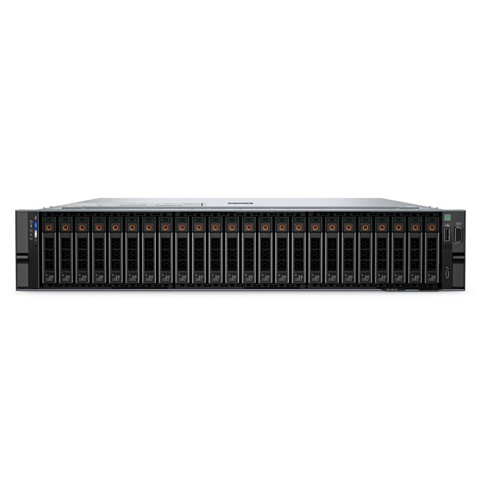 Serwer Dell PowerEdge R7615 24x2.5" NVMemit 1x EPYC 9354, 32GB RAM, 2x H965i, BOSS-N1mit 2x 960GB Dell SSD NVMe M.2, 2x 3.84TB SSD NVMe U.2 2.5", 2x10/25GbE SFP28, 2x PSU 1400W, Montageschienen, iDRAC9 Enterprise
