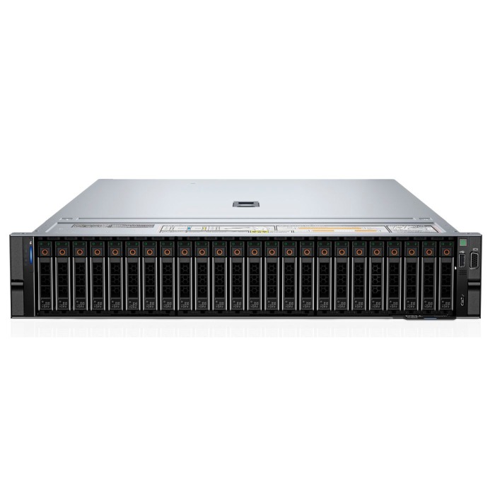 Serwer Dell PowerEdge R7625 24x2.5" NVMemit 2x EPYC 9124, 512GB RAM, 2x H755N, BOSS-N1mit 2x 960GB Dell SSD NVMe M.2, 4x 1.92TB SSD NVMe U.2 2.5", 2x10/25GbE SFP28, 2x PSU 2400W, Montageschienen, iDRAC9 Enterprise