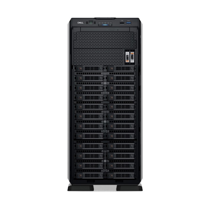 Serwer Dell PowerEdge T550 24x2.5"mit 2x Gold 6346, 128GB RAM, H755, BOSS-S2mit 2x 480GB Dell SSD SATA RI M.2, 4x 3.84TB SSD SAS 12G MU 2.5", 4x10GbE SFP+, 2x PSU 1400W, iDRAC9 Enterprise