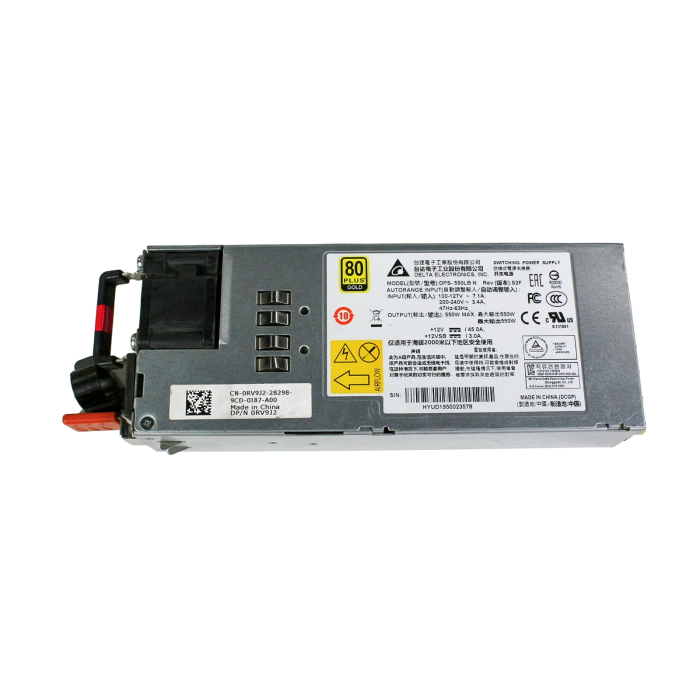Switch-Netzteile Dell 550W F2R Normal Flow 200-240V AC 47-63Hz 80+ Gold RV9J2