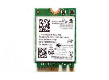 Network interface card Dell Intel 3160NGW Wi-Fi 5 (802.11ac) Bluetooth 4.0 N2VFR