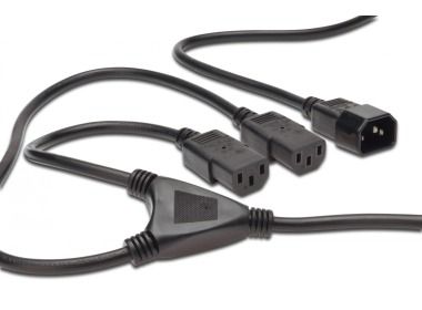 Power cable Digitus 2x C13 1x C14 1.7m AK-440400-017-S